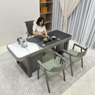 极简茶台实木功夫茶桌家用阳台高端大茶台 现代轻奢茶桌椅组合意式