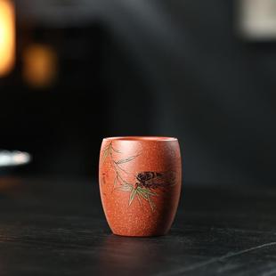 宜兴原矿紫砂手工杯龙血砂功夫茶具一鸣惊人精品小茶主人杯 正品
