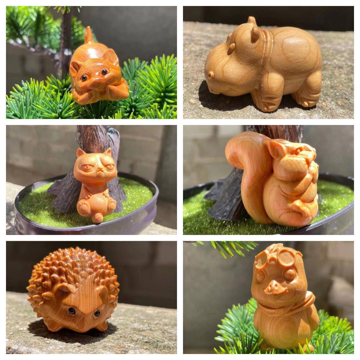 崖柏木雕刻可爱萌手把件摆件创意文玩礼品木质工艺品工厂直销