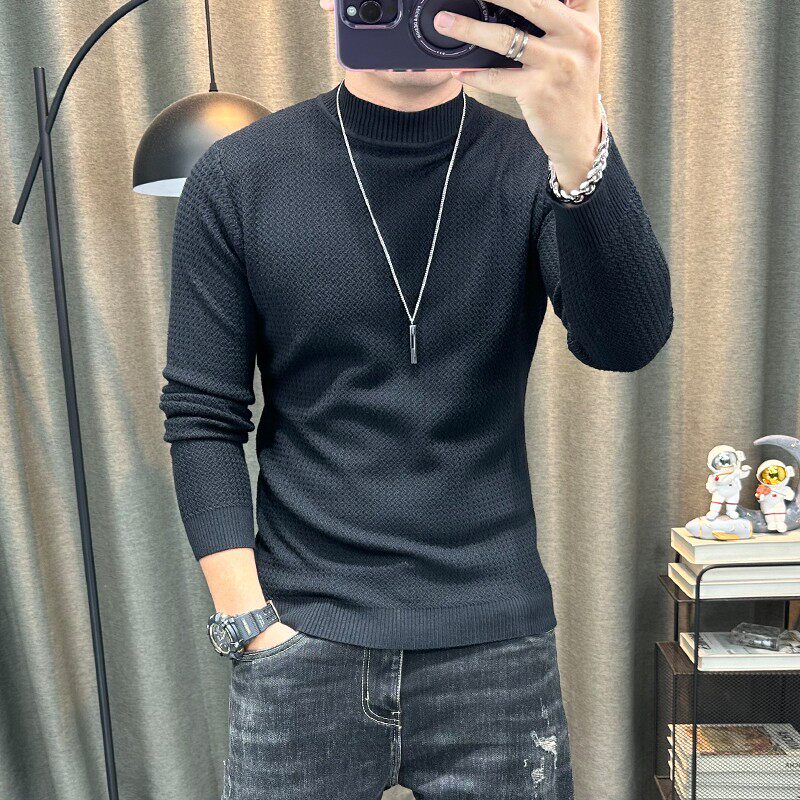 半高领毛衣秋冬弹力修身中领打底衫内搭针织衫纯色上衣立领毛线衣
