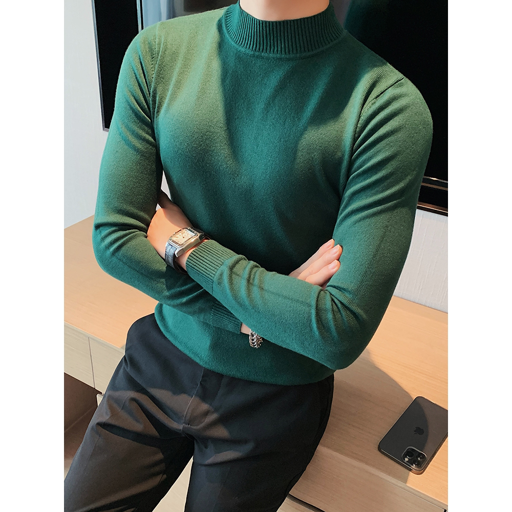 半高领毛衣男秋冬季高级英伦雅痞百搭潮流修身保暖长袖针织打底衫