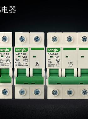 朗鹤厂家1P32A小型断路器 DZ472P63A空气开关过载短路保护器