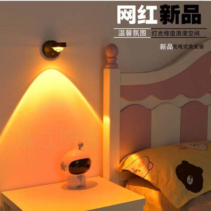 欧式挂墙充电壁灯日落灯墙面射灯室内网红直播背景夕阳氛围灯跨境