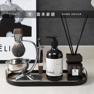 样板间卫浴柜台面托盘剃须刀香薰小饰品 展厅卫生间洗手台饰品套装