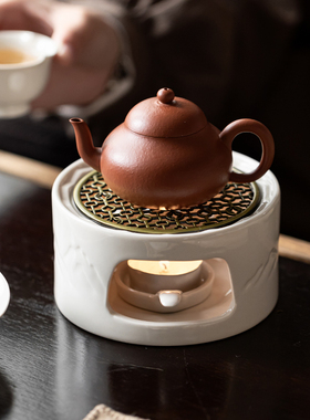 草木灰茶舍温茶煮茶器蜡烛加热茶室冬天暖茶花茶壶底座陶瓷加热炉
