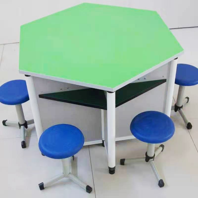 学生 铝木六边桌学校微机室 六边形电脑桌八角桌六角桌子六边形桌