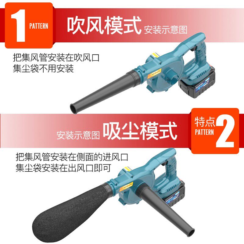 无刷鼓风机家用小型锂电吹风机大功率工业强力充电车载吹灰除尘器