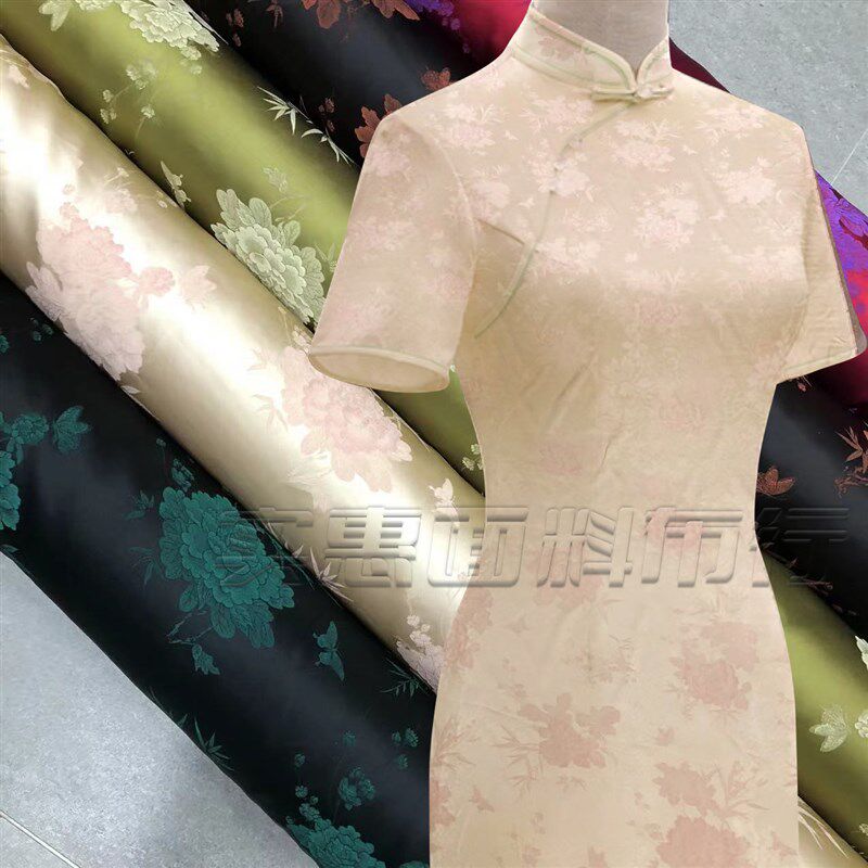 重磅醋酸双色提花布料国风绸缎垂顺丝滑旗袍汉服新中式上衣面料