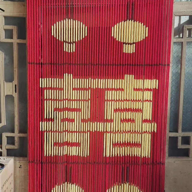 新款纯手工门帘玄关隔断珠帘挂帘复古屏风卫生间厕所卧室帘成品