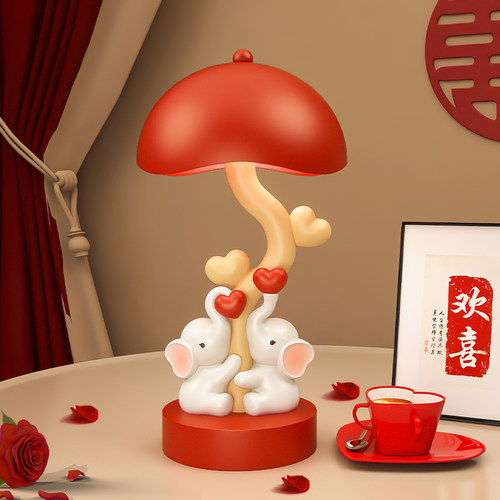 创意装饰台灯婚房卧室床头灯喜灯一对象陪嫁长明灯送新人结婚礼物