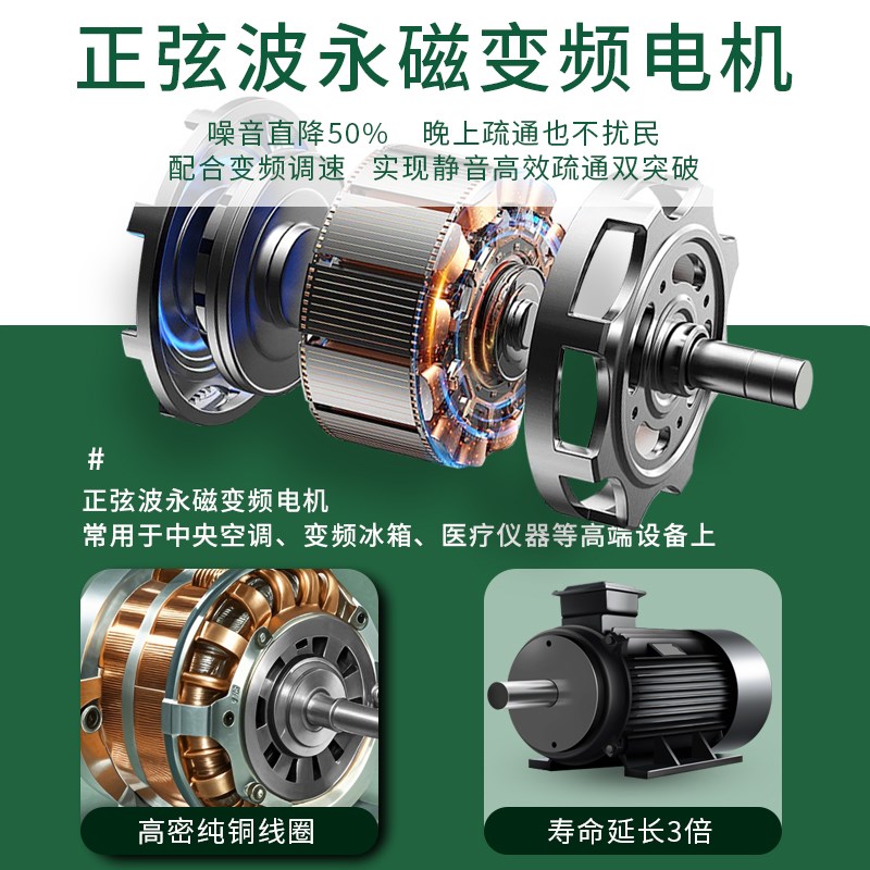 220v高压管道疏通器商用电动下水管道物业厨房大功率洗车高压水泵