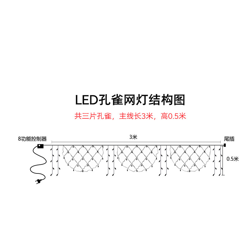 LED彩灯闪灯串灯满天星七彩变色孔雀灯卧室房间星星窗帘装饰灯串