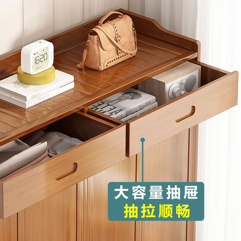 实木楠竹鞋架子多层防尘带抽屉鞋柜家用门口宿舍楼道口收纳置物柜