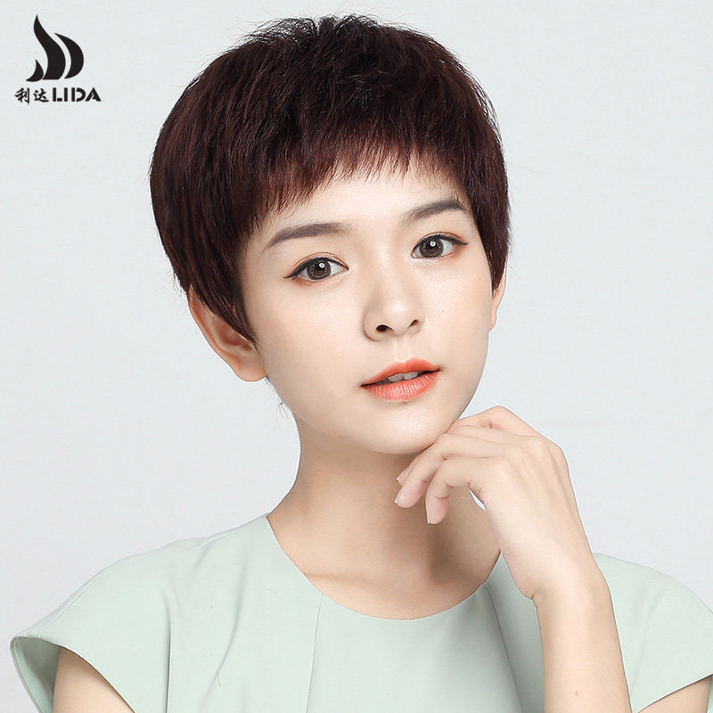 假发女短发真发全真人发全头套女士中老年自然头发妈妈全头假发套