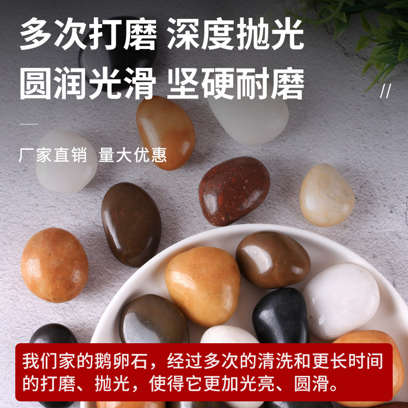 彩色鹅卵石铺地白雨花石大原石天然五彩黑色庭院铺路小鹅软暖石