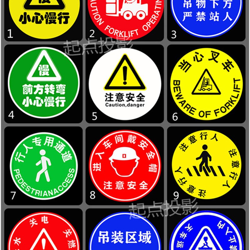 安全警示工业投影灯车间注意堆高机天车12V24V安全出口大镜头广告
