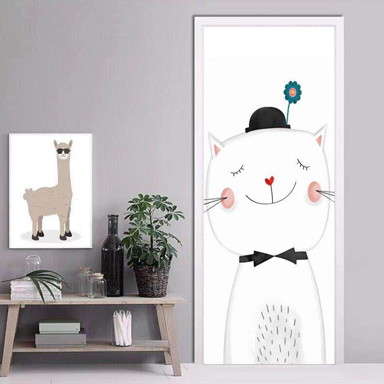 猫咪图案装饰画卫生间门改造玻璃门立体门画贴画厕所防水贴纸门贴