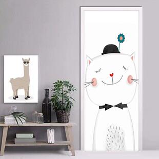 猫咪图案装饰画卫生间门改造玻璃门立体门画贴画厕所防水贴纸门贴
