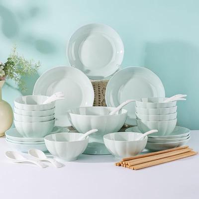 6-10人日式碗碟套装家用餐票盘子陶瓷碗筷餐具吃饭米饭碗汤碗装泡