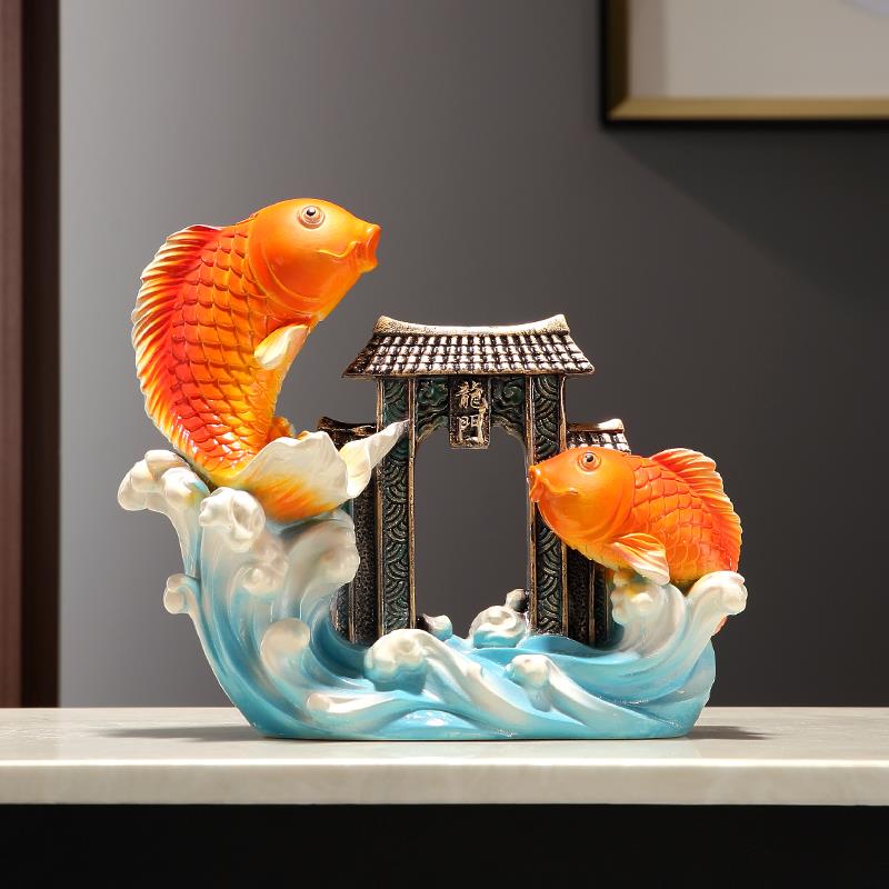 2024新款工艺礼品摆饰鲤鱼跃龙门装饰品摆件家居客厅玄关电视柜开