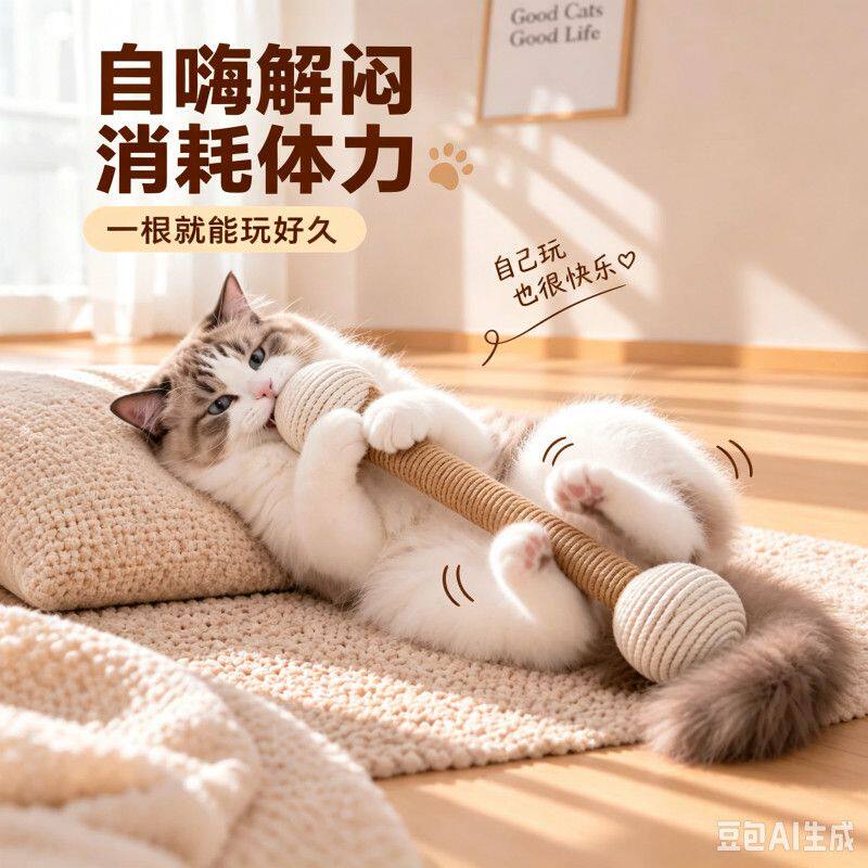 剑麻超大号实木逗猫棒