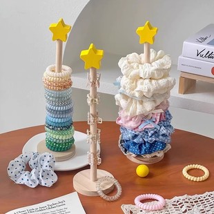 新款星星发圈收纳展示架桌面整理实木儿童头绳鲨鱼夹置物架宿舍