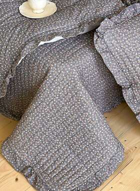 2026新款棉花麻厚印花三件套夹棉加床单榻榻床米盖多用VRC途毯边