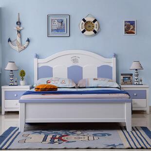 白色实色木双色1床现34204代简约.2米小户男型单双人床1.5米孩蓝