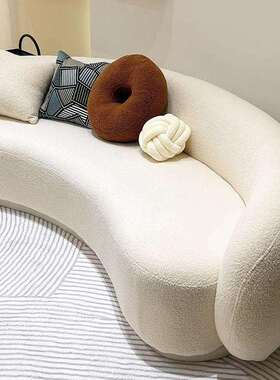 2025新款办弧形腰果沙轻奢客发小厅民宿公寓网红公接LCU待户型服