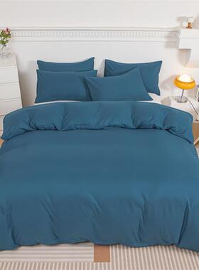 棉水洗磨毛纯色双拼四套酒店件53002套三件套水洗棉床单被床笠套