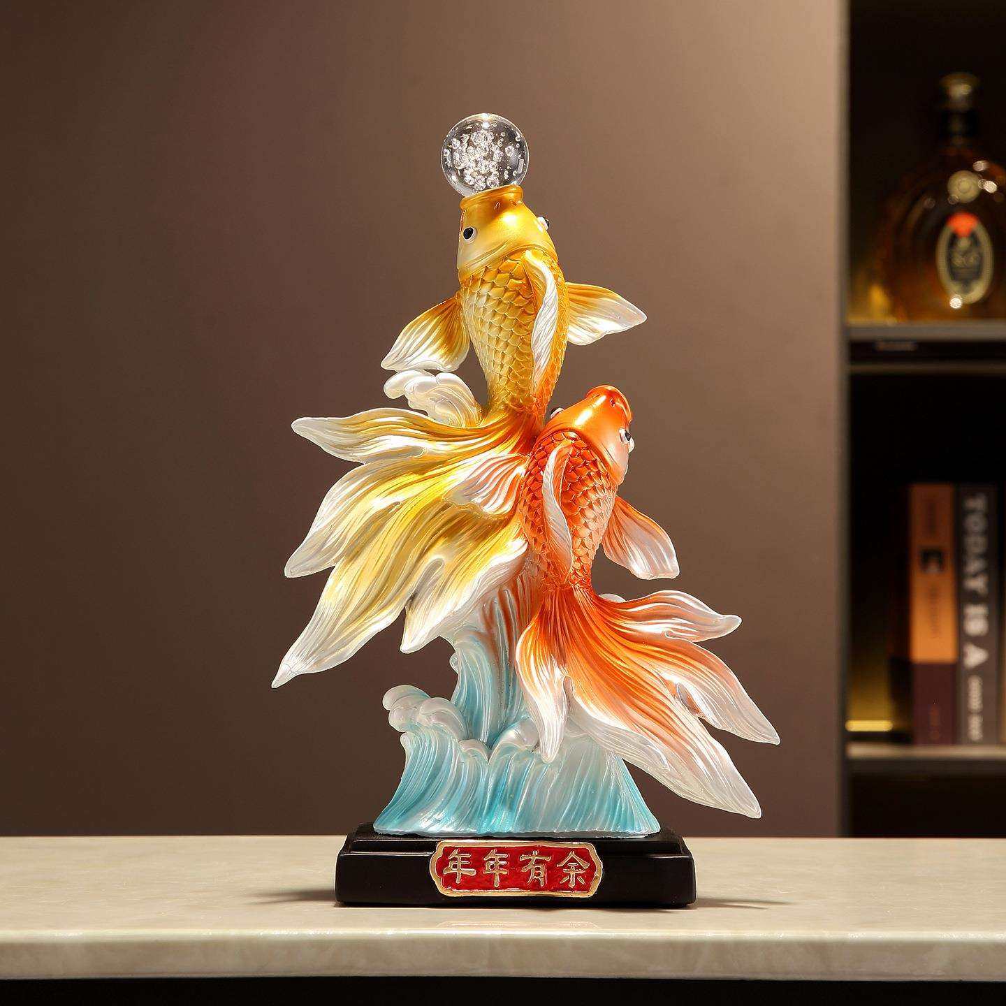 意年酒年有鱼招财摆件创新中式工艺玄品树脂客年年有余厅关柜装饰,鲜花速递/花卉仿真/绿植园艺,其它园艺用品,淘宝优惠券,粉丝福利购,淘宝优惠卷
