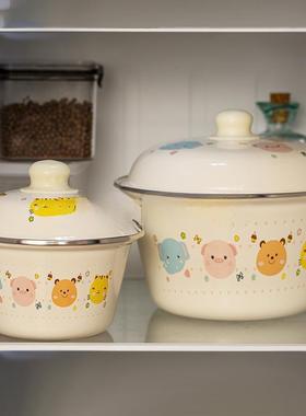 搪瓷猪油罐房盖带老式饭家用厨Qim3jmdb陶瓷盆碗装缸荤油大容量和