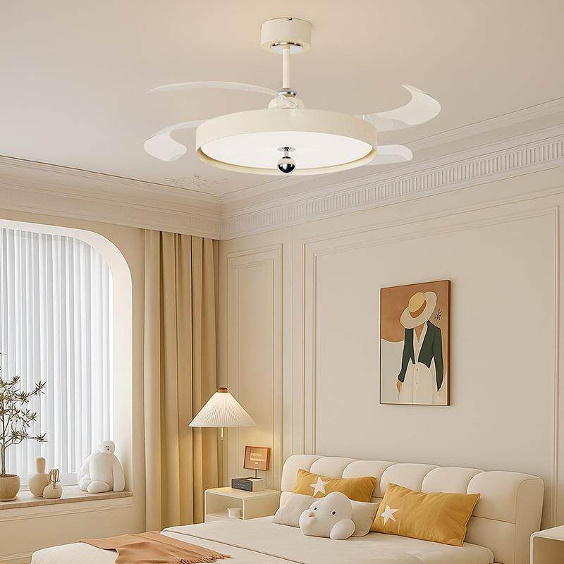 新奶静油风餐厅卧室顶风扇灯现代69简约儿童房吸音款一体吊扇灯