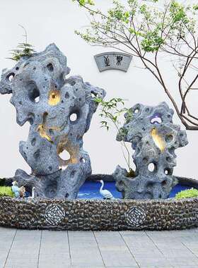 太湖石中山式21701庭院假流摆件鱼池阳台花园造景装饰入置户外布