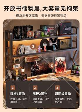 桌面置物架子洞洞板书架家用立式多铁电层脑艺桌架储物收96930纳