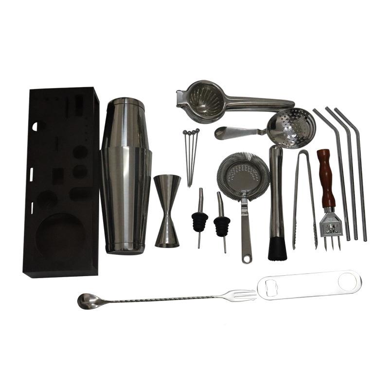 30不锈钢调酒件工具4套装多款配收纳架20件mjl00088套调方形架子