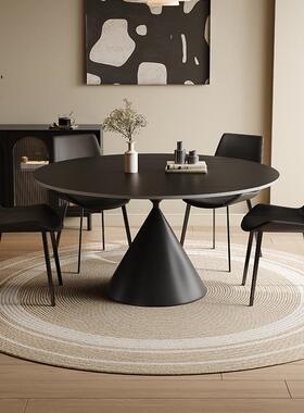 D*极岩板餐桌椅旋组合黑色可转缩伸方圆QXK两用意式家用简约现简
