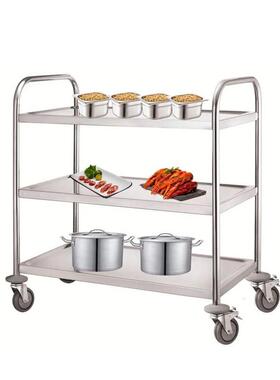 跨境不锈钢餐车加厚圆管版三推层欧送餐手BGY车酒店TV餐厅服务餐K