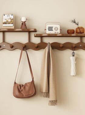 玄关OBP浪波挂衣架室墙上壁挂免打孔卧门后创钥匙收纳意挂钩竹藤