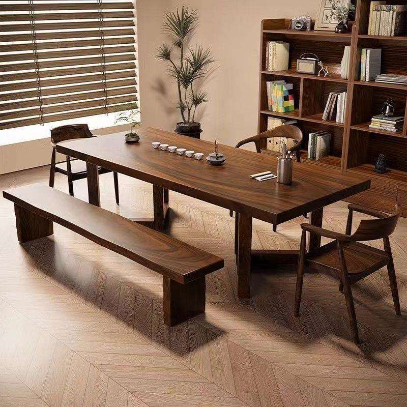 条南胡家桃木实木客厅泡茶桌椅原木茶几ISO泡茶长桌用美工作台学