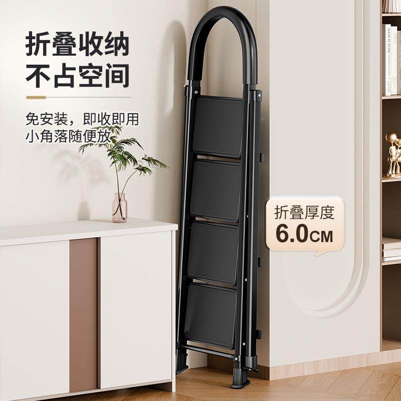 家庭步用折叠梯子厚TDA伸梯缩梯便携人字梯梯登加高楼扶手梯伸缩