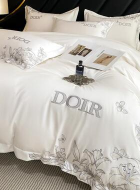 A类婴级双面棉10绣0支长绒棉轻奢纯刺四件HOT套高端母轻奢风床品