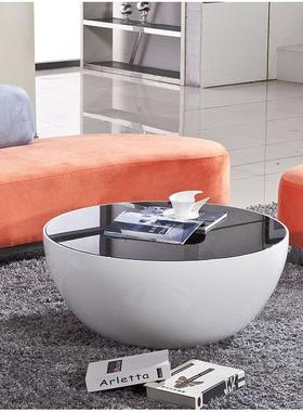 性田MDI邦家创意个茶几弧形玻璃钢白色黑色钢具组化玻璃时尚客厅