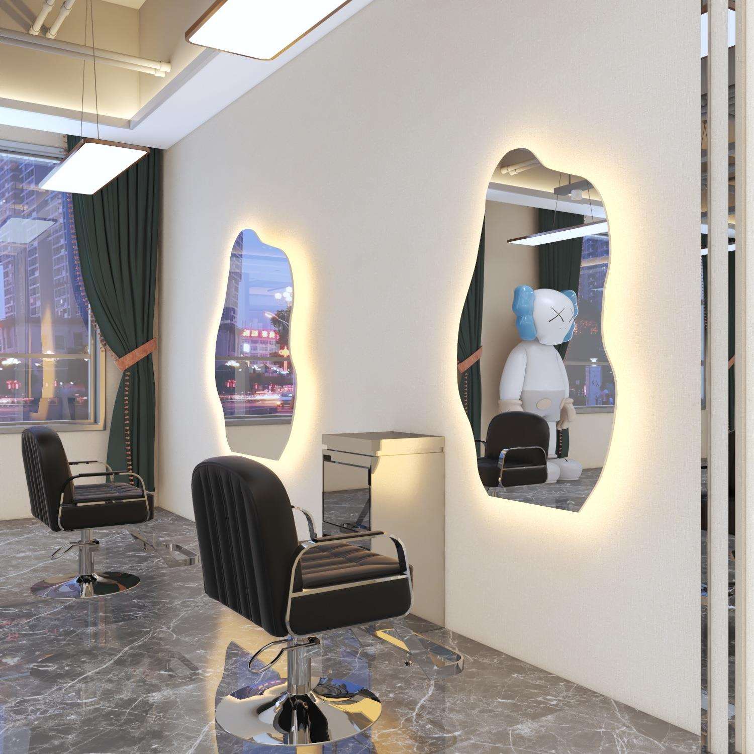 理发店美发台网挂红潮款发廊异形剪E发镜烫染壁大镜子LD智镜台能