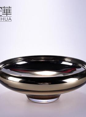 华轻奢艺意术果盘现代简约OLM玻璃装饰安品创摆件端精致工艺高品