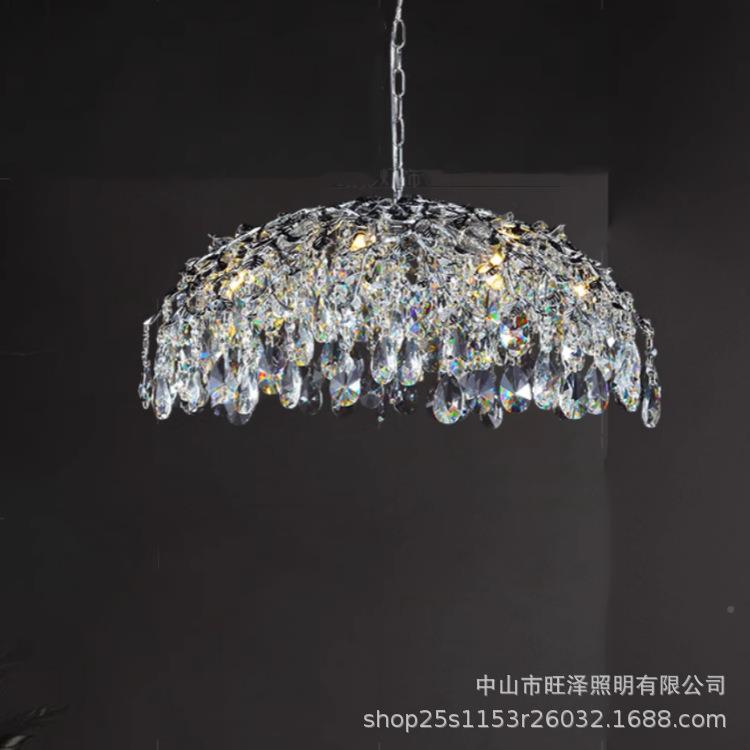 法式水晶222吊灯卧轻室奢现代具客厅餐厅吊复古风格田园美灯灯式