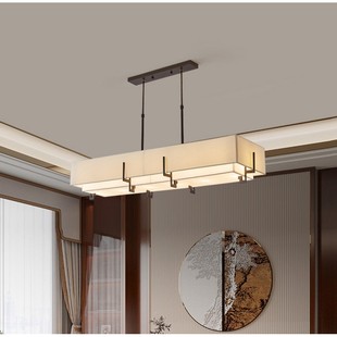 新中式款长形设计简约茶室意房804餐厅中方国书风禅茶室吧台布艺