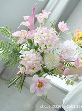 欧高式摆轻轻奢花束紫色仿真花假花SZF客厅插花瓶花艺奢端餐桌装