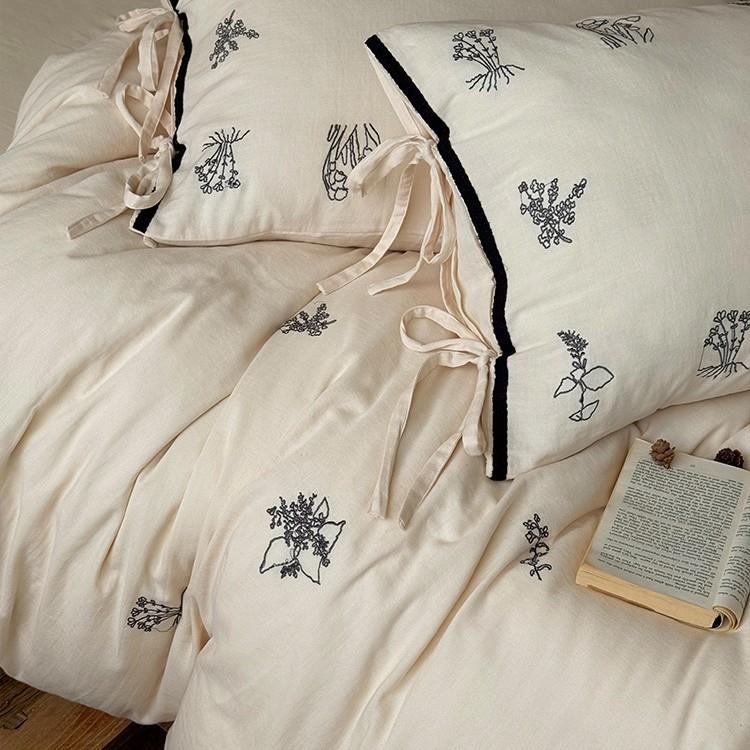 全棉皱双皱套纱|秋冬新款四件亲肤裸睡套被L2层纱布纯棉床单床笠