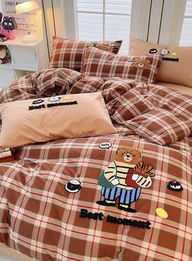 WLZ022新款A通类全棉406s水洗棉毛巾绣四件套纯棉可爱卡宿舍三件